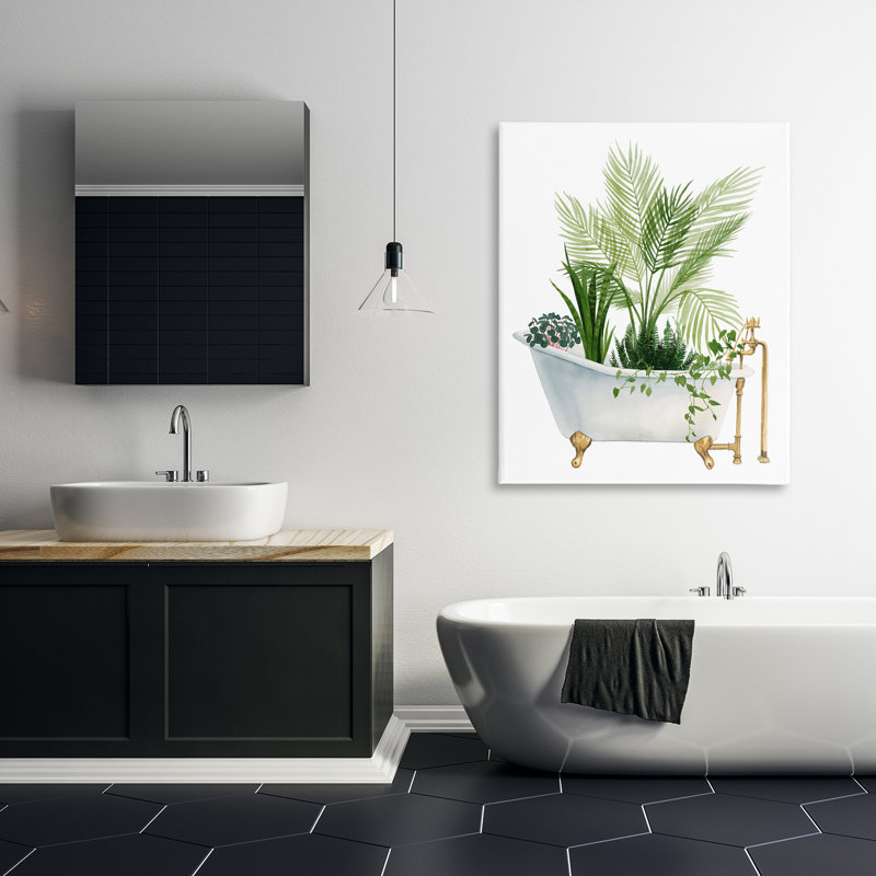«Divers Plants Greenery Vintage Tub», impression sur toile tendue, H 48 po x l 36 po x P 1,5 po