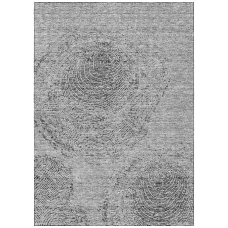 Tapis extérieur gris lavable 10 pi x 14 pi argenté et gris anthracite, Rectangulaire 3 pi x 5 pi