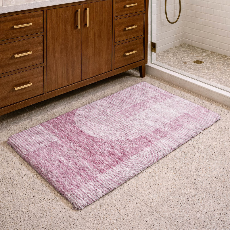 Tapis à poil long de qualité supérieure lavable à la machine ADS711, Rosé, 2 pi 6 po x 3 pi 10 po
