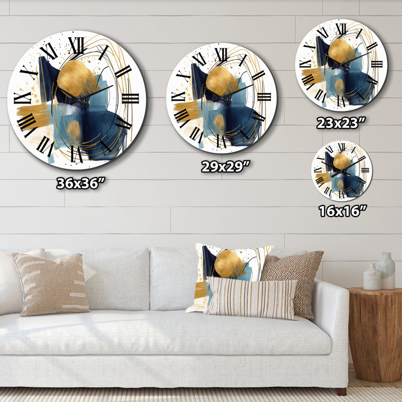 Horloge murale moderne à motif géométrique foncé foncé et doré, Petit