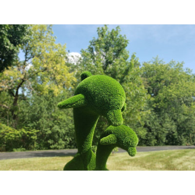 Outdoor Animal Dolphins Topiary Green Figures
