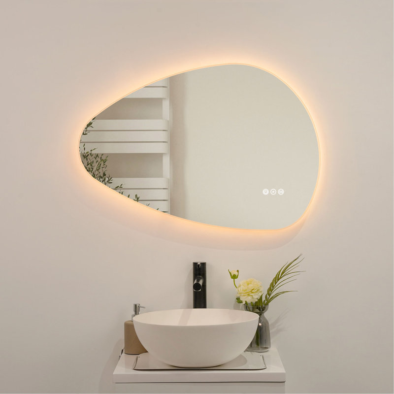 Miroir à DEL élégant sans cadre avec lumière réglable et technologie de désembuage