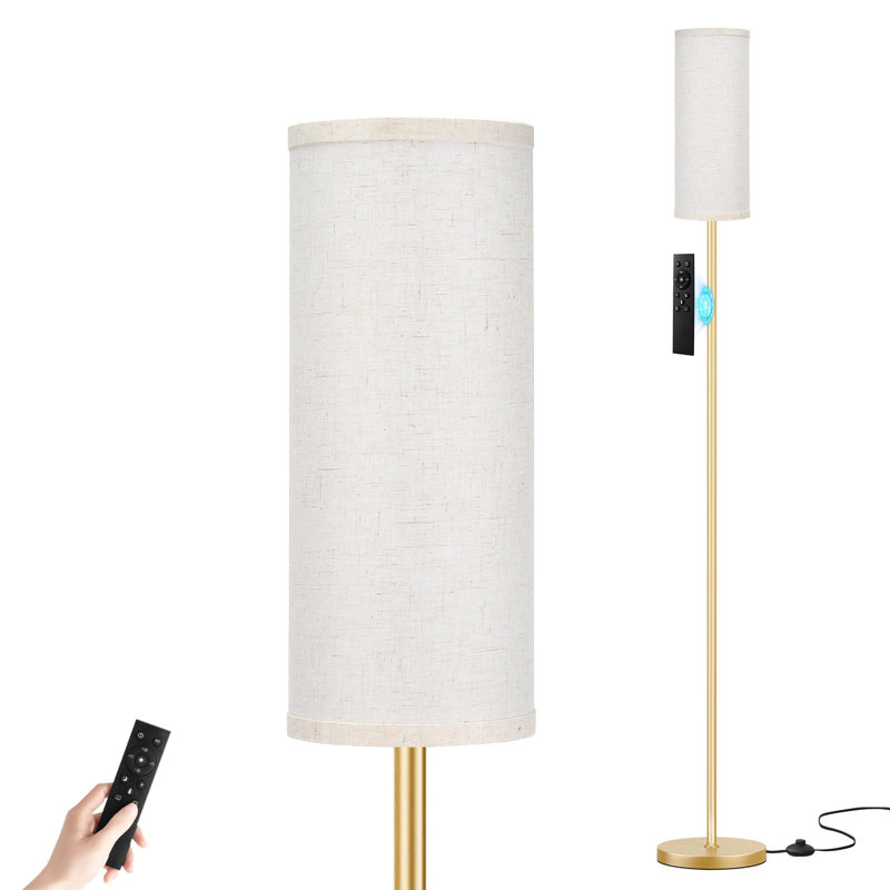 64" Modern Floor Lamp With Remote Control And Stepless Dimmable Colors Temperature & Brightness, Beige, Gold