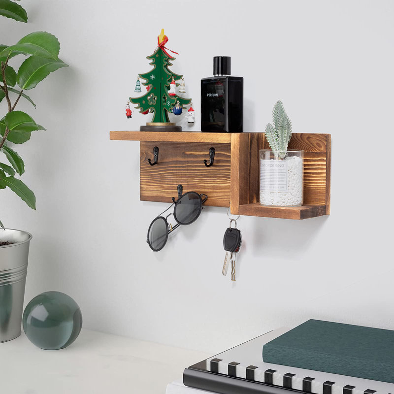 Wooden Mail And Keychain With Key Hook And Mail Sorter