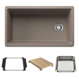 Inteos SILGRANIT 33" Single Bowl Reversible Undermount Workstation Kitchen Sink