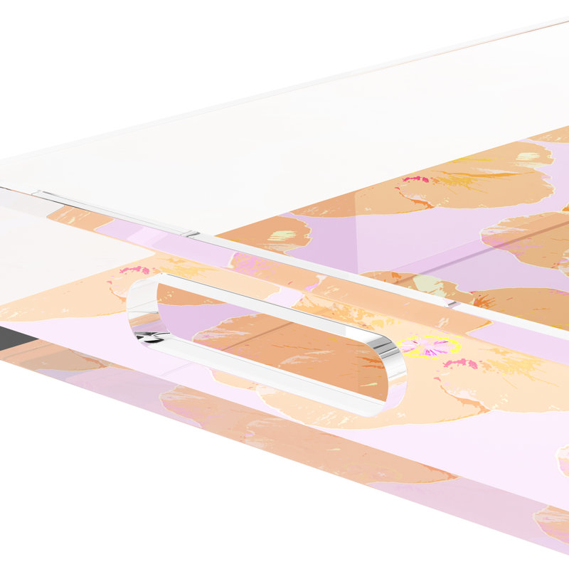 Hibiscus Acrylic Rectangle Decorative Tray, 2" H x 22.5" W x 14.5" D, Lilac