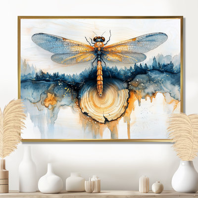 Modern Aqua Dragonfly Serenade I - Dragonfly Wall Art Decor