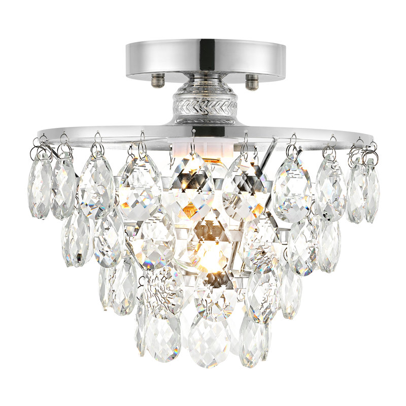 Aerolynn Crystal Flush Mount, Nickel