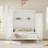 Murphy bed with 2 closets and storage shelves, multifunctional foldable platform bed frame