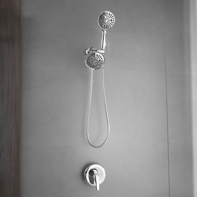 Système de douche double à 8 jets avec inverseur à 3 voies et tuyau en acier inoxydable