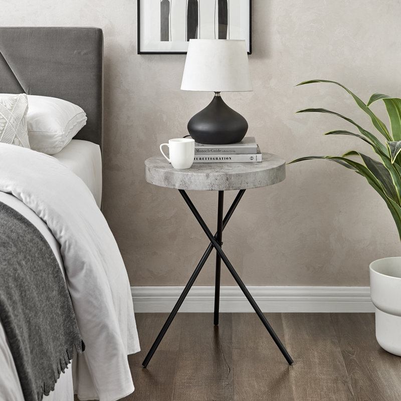 Franda Gray Faux Concrete End Table