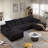  135.4" Modular Sectional Sofa with Ottoman,Modern U-Shaped Cloud Couch with Deep Seat,Comfy Corduroy 5-Seater Sofa,Sponge Compression Cushions for Living Room,No Assembly-72800278-72800277