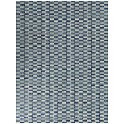 Riane Blue Checkered Patio Indoor/Outdoor Area Rug