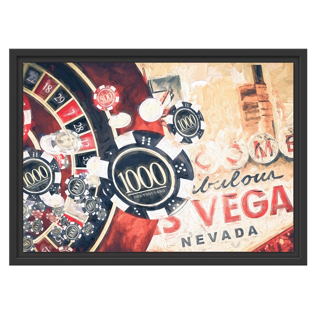 Gerahmtes Wandbild Las Vegas Casino Roulette Kunst