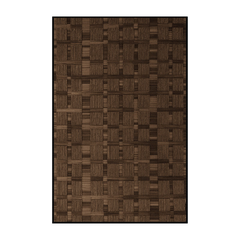 Machine Washable Checkered Brown Area Rug, Rectangle 6' x 9'