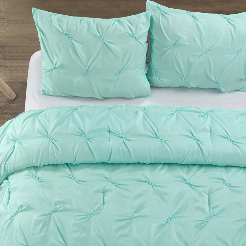 Ensemble d'édredon en microfibre Andes, Édredon simple + 1 Taie décorative, Bleu sarcelle