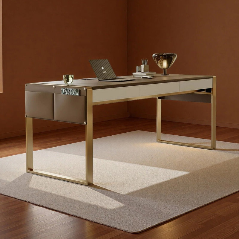 Bureau italien de luxe minimaliste italien, H 29,53 po x l 62,99 po x P 27,56 po