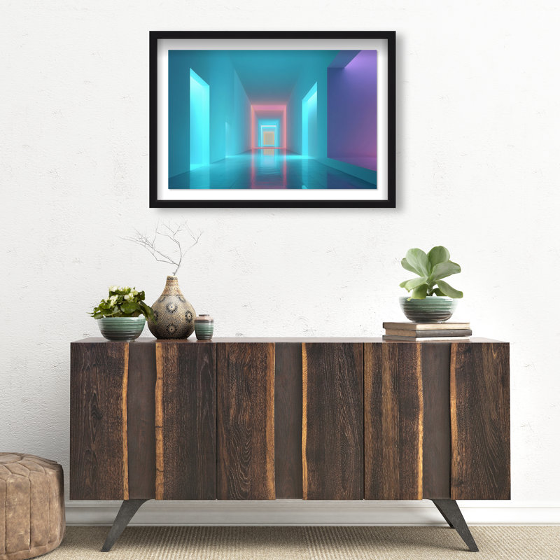 Cerulean Corridor III Framed Graphic Art, 11.5"H x 16.5"W, Black Shadowbox