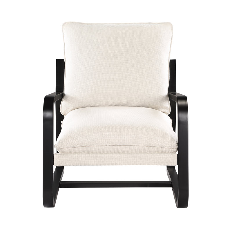 Fauteuil de chambre sophistiqué en tissu avoine et bronze de style moderne avec finition, Beige