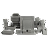Nova Square Stoneware 38 Piece Dinnerware Set, Service for 6