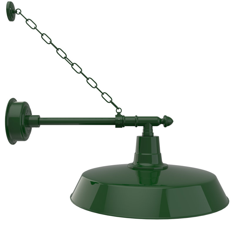 Luminaire de grange d'extérieur Oldage, H 11 po x l 22 po x P 32 po, Vert rétro