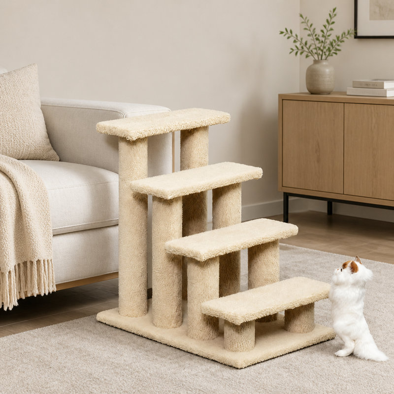 Arbre à chat à plusieurs niveaux avec griffoir et escalier pour animaux, idéal pour jouer, grimper et se détendre