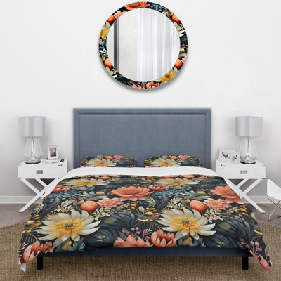 Multicolor Tribal Fusion Floral Pattern III - Floral Duvet Cover Set