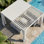 12 pi X P 10 D Pergola à persiennes d'extérieur entièrement en aluminium avec toit réglable et rideau d'intimité crémeux