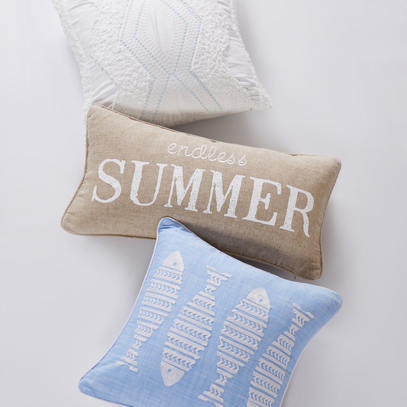 Blue Sea Chenille Tufted Pillow