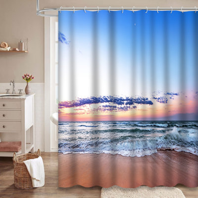 Sunrise Beach Sunset Jamaica Santorini Shower Curtain with 12 Hooks