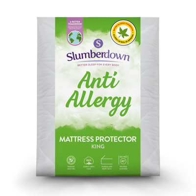 Slumberdown Anti Allergy Mattress Protector – Allergy UK Approved Quilted Mattress Cover, Anti-Bacterial & Dust Mite Resistant – Soft Touch, Deep Fit 30cm with Elasticated Straps – Machine Washable