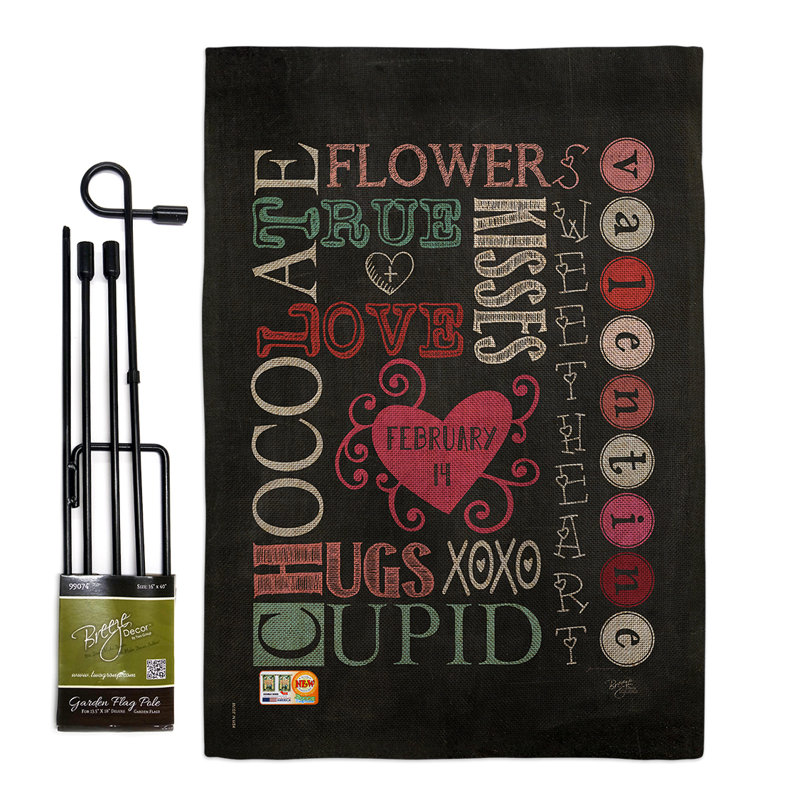 Le printemps de st valentin en toile jute spring reexpositions à 2 côtés de polyester 18,5 x 13 po ensemble de drapeau