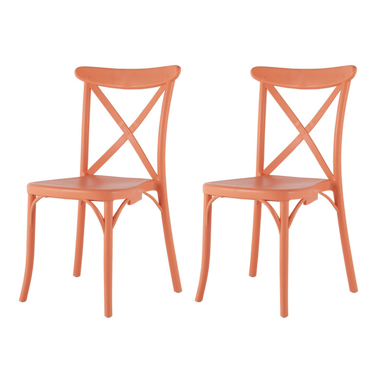 Guthbrand Cross Back Resin Stacking Side Chair, Salmon