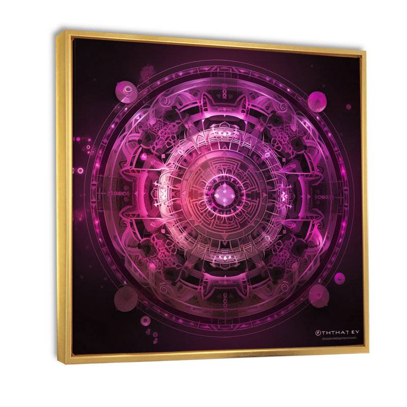 Mystical Fuchia Sacred Chakra - reproduction sur toile, H 36 po x l 36 po x P 1,5 po, Cadre flottant doré