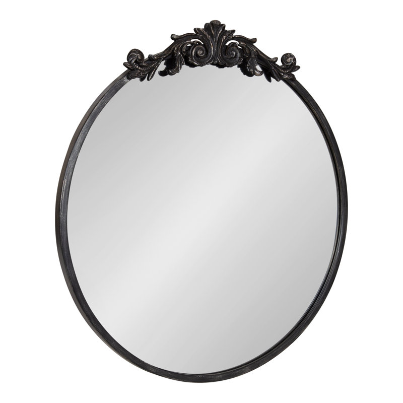 Emden Metal Round Mirror, Black