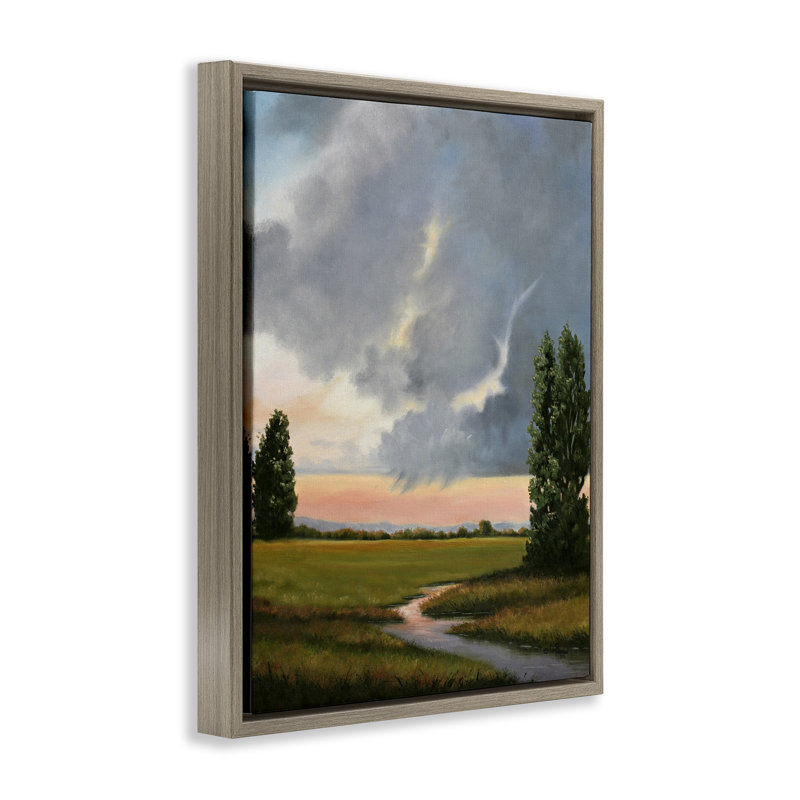 Cadre pastoral au coucher du soleil, cadre par Julie Peterson, Cadre flottant orme Montalcino, H 21 po x l 17 po