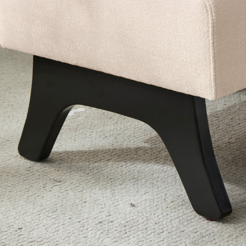 Pouf Langner 24 po en bois massif rembourré, Beige