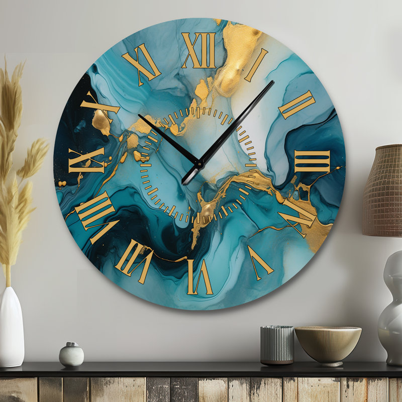 Horloge murale turquoise, Grand