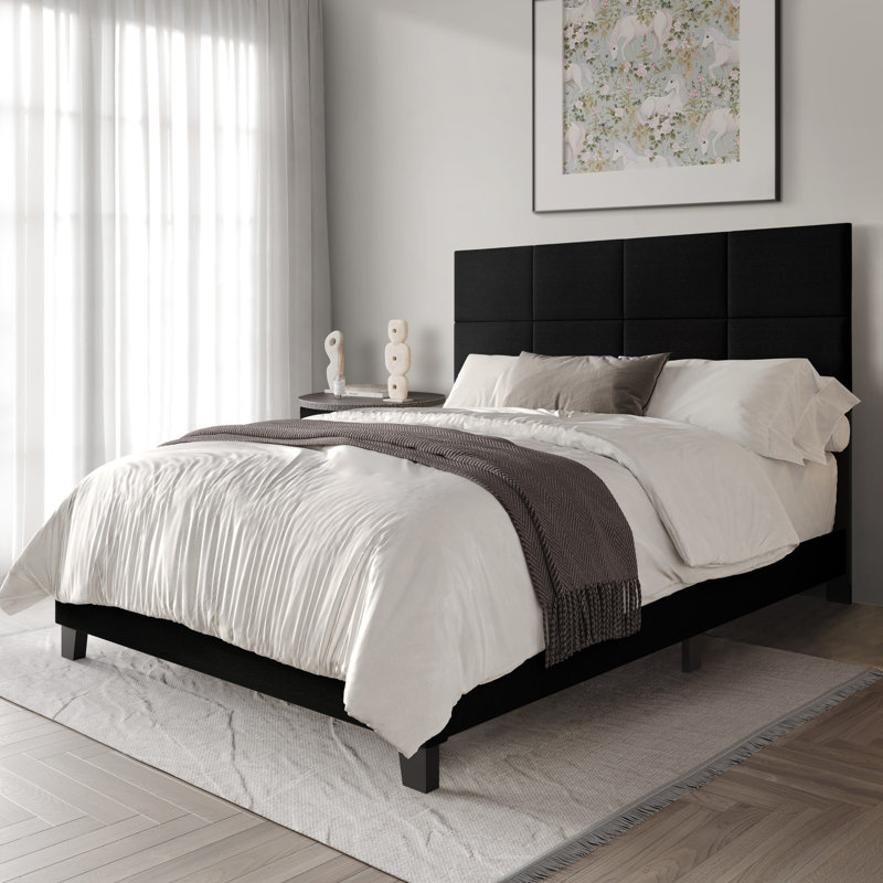 Lipsey Upholstered Panel Bed, Black, King