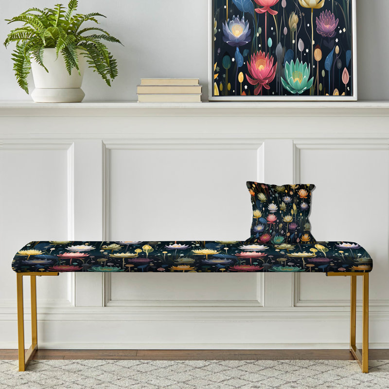 Colorful Colorful Mindful Lotus Presence - Banc rembourré floral doré