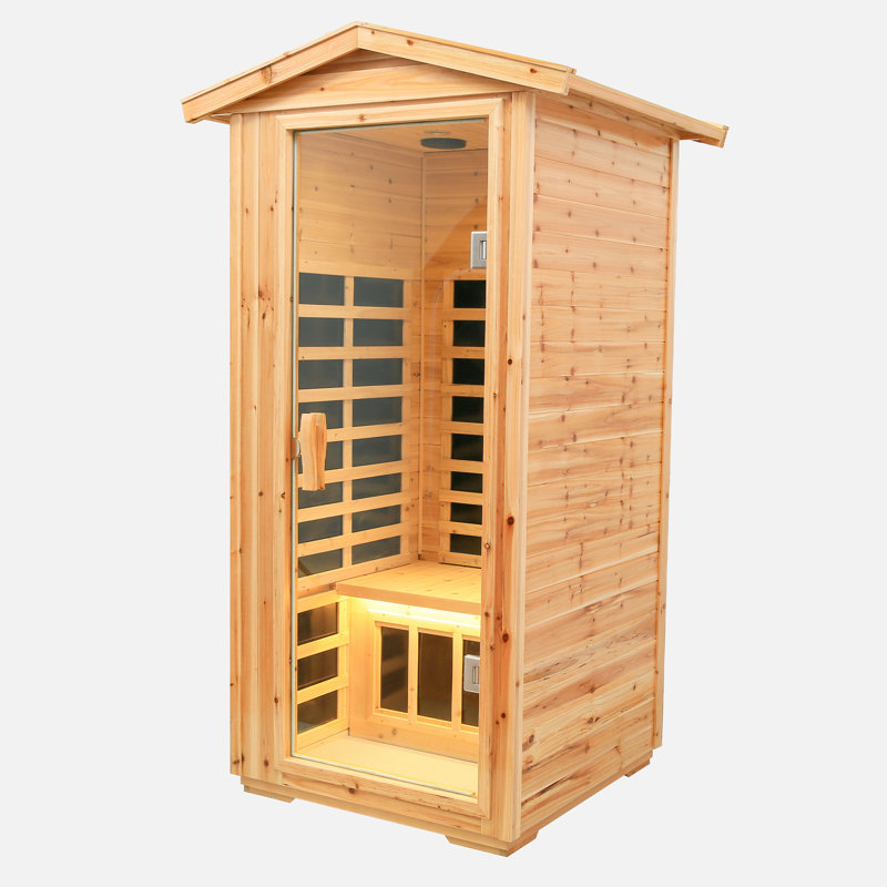 1 - Person Far Infrared Sauna Personal Sauna Outdoor Sauna Home Dry Sauna With Bluetooth Speaker And Control Panel, Old Fir