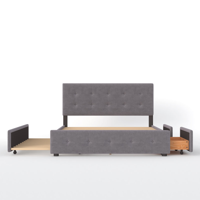Totton Kids Queen with Trundle with Drawers, Light Gray
