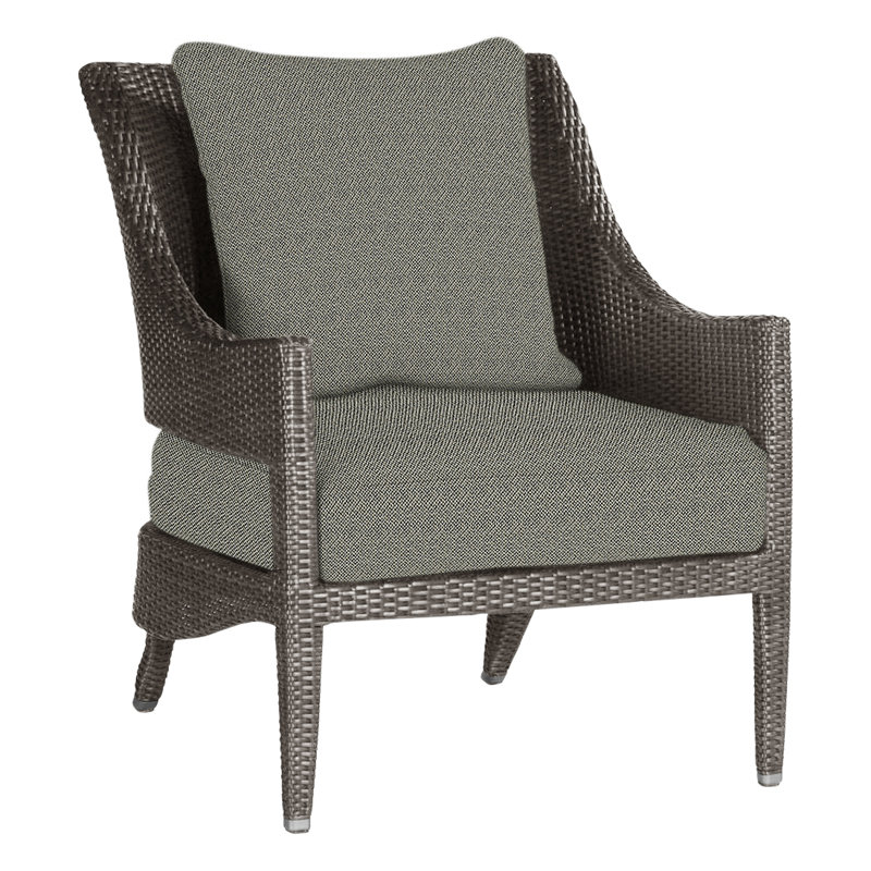 Athena Patio Lounge Chair with Cushions, Rollo Silver, No Welt, Black Walnut