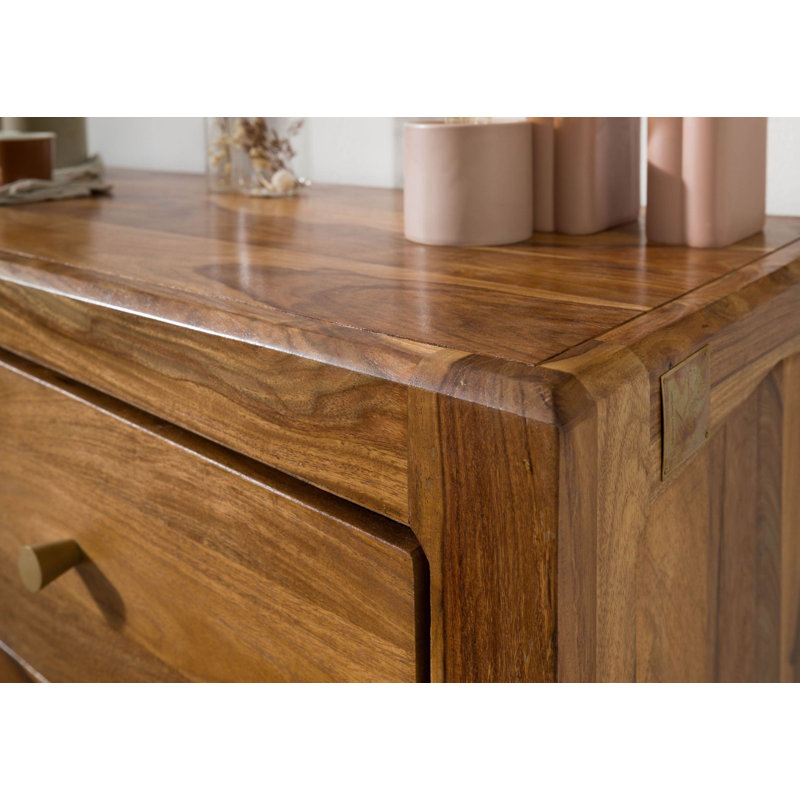 Ancona 110cm Solid Wood Sideboard, Brown Lacquered