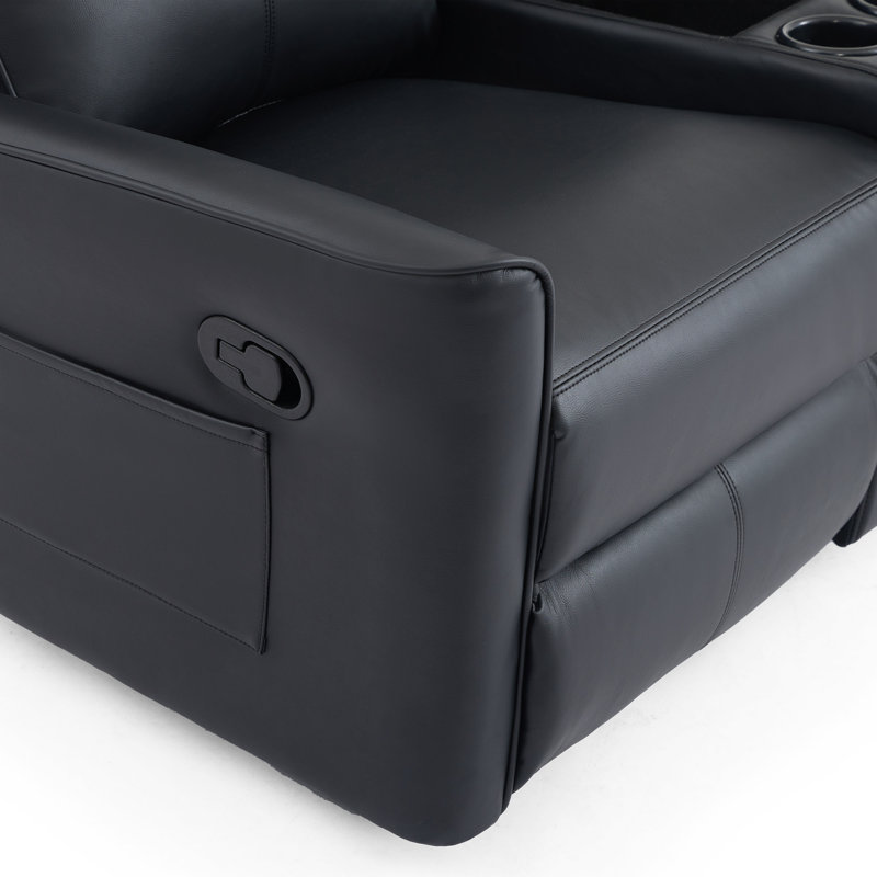 Adalai 2 Seater Faux Leather Reclining Sofa, Black