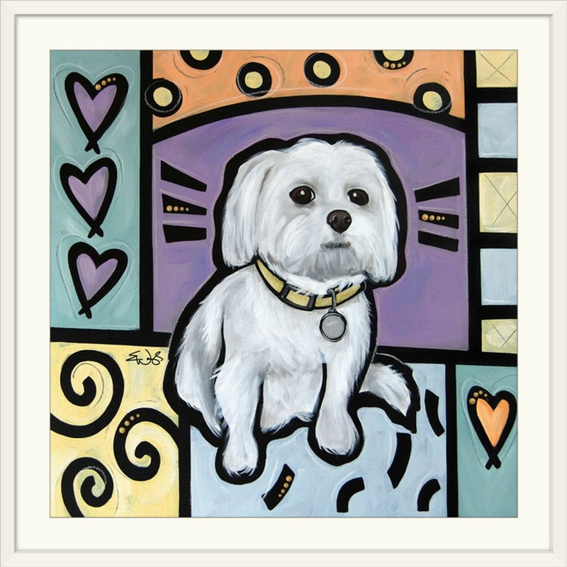 «Dunadry Maltese Pop Art» par Eric Waugh - impression d'art graphique, Cadre blanc, H 28 x l 28 po x P 1 po