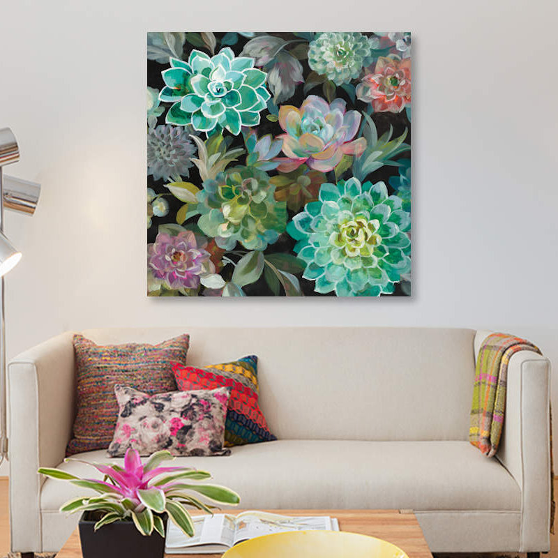 «Floral Succulents In Zoom» par Danhui Nai, reproduction d'art sur toile, H 18 po x l 18 po x P 1,5 po