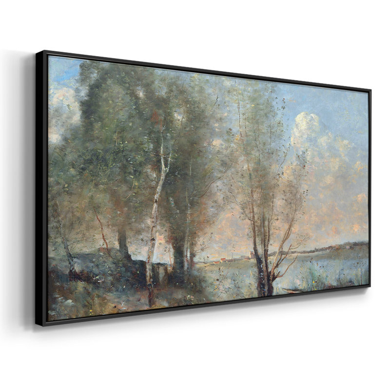 Parmi les roseaux - Toile tendue avec châssis encadré - Prêt à être accroché, Noir, H 21 po x l 41 po