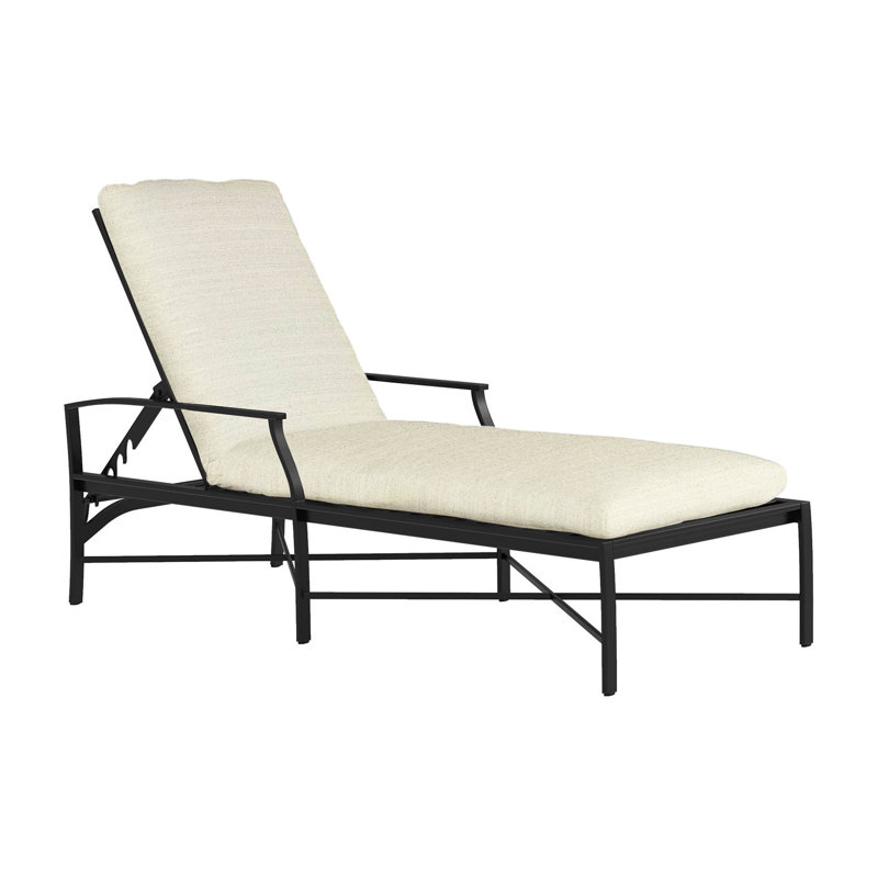 Monaco 76" Long Reclining Single Chaise with Cushions, Welt, Slate Gray, Canvas Sand