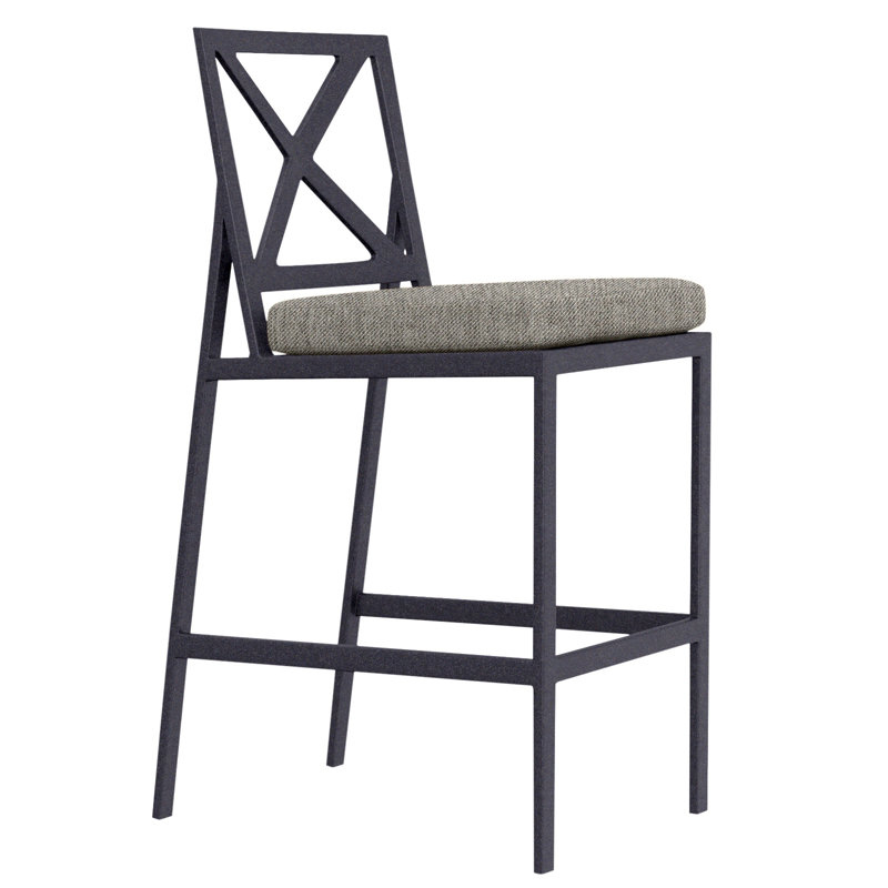 Marin Outdoor Bar Stool, Graphite, 32", Alcazar Redwood